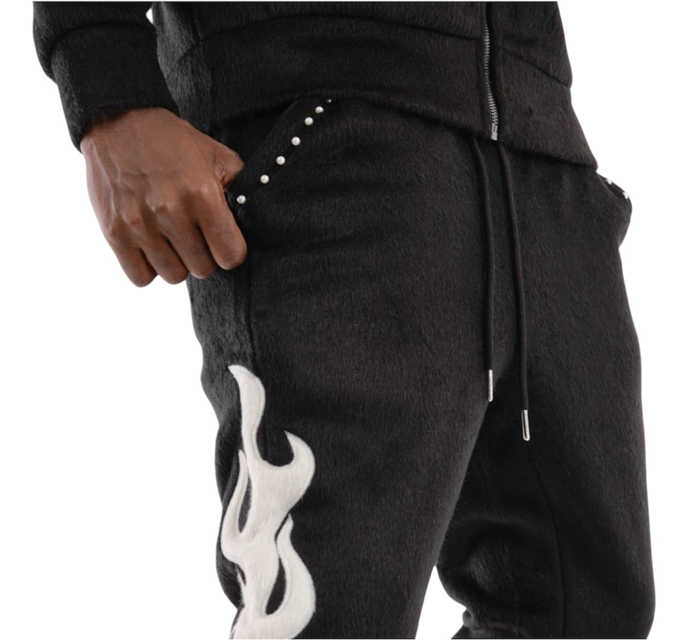 Copper Rivet Mohair Joggers black