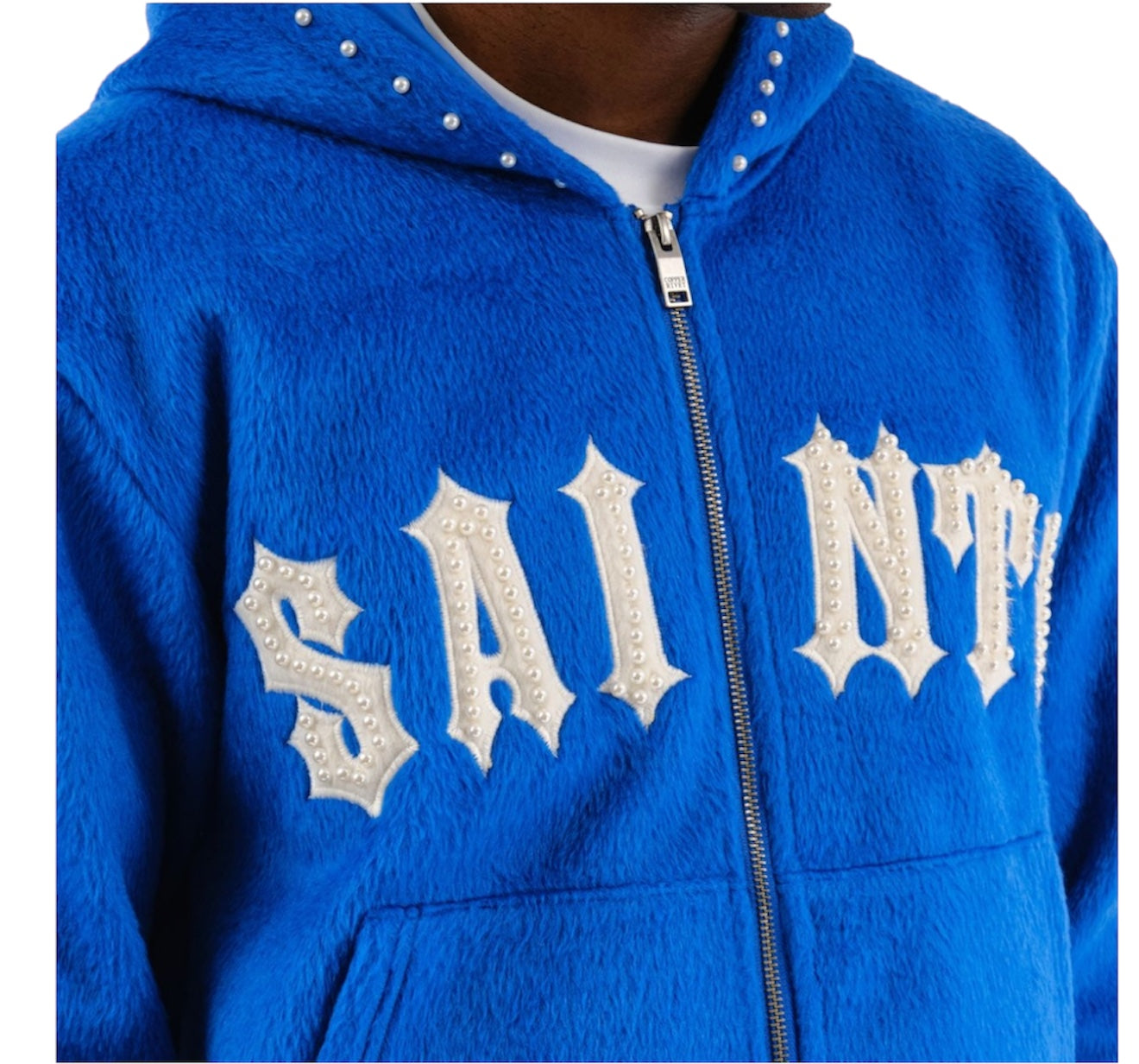 Copper Rivet Mohair Full Zip Hoodie royal blue