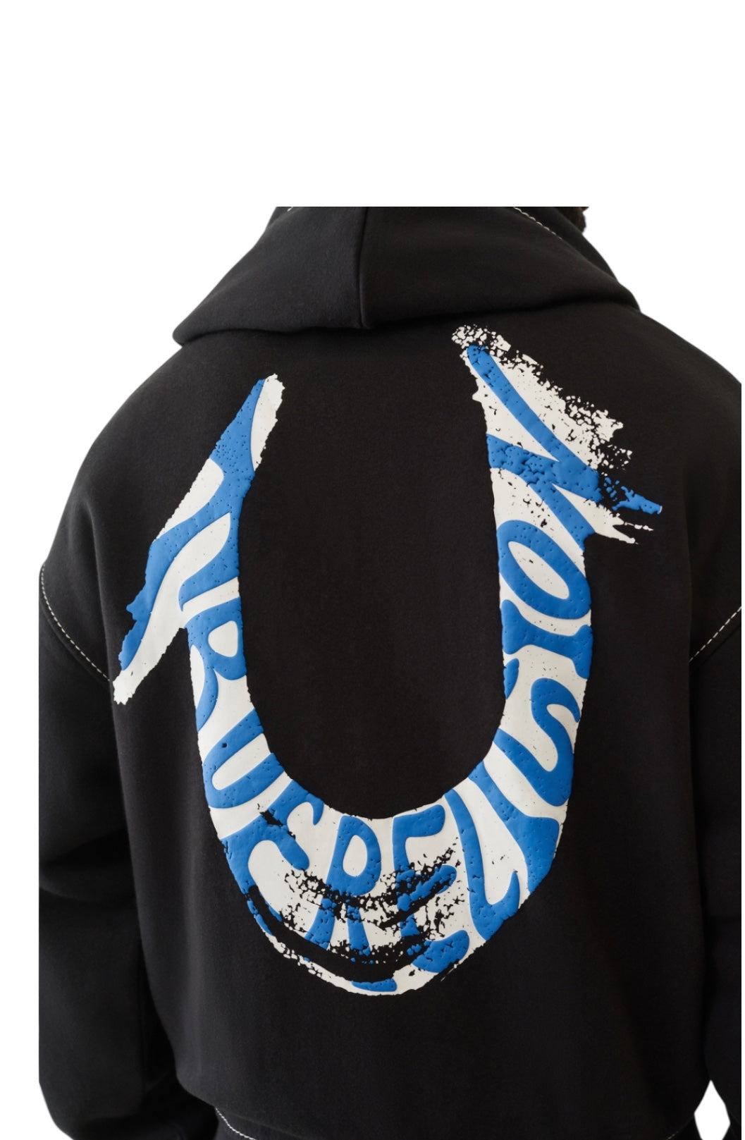 True Religion Horseshoe Paint Big T Zip Hoodie black