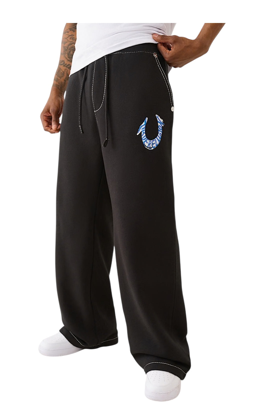 True Religion Horseshoe Paint Baggy Big T Sweatpants black