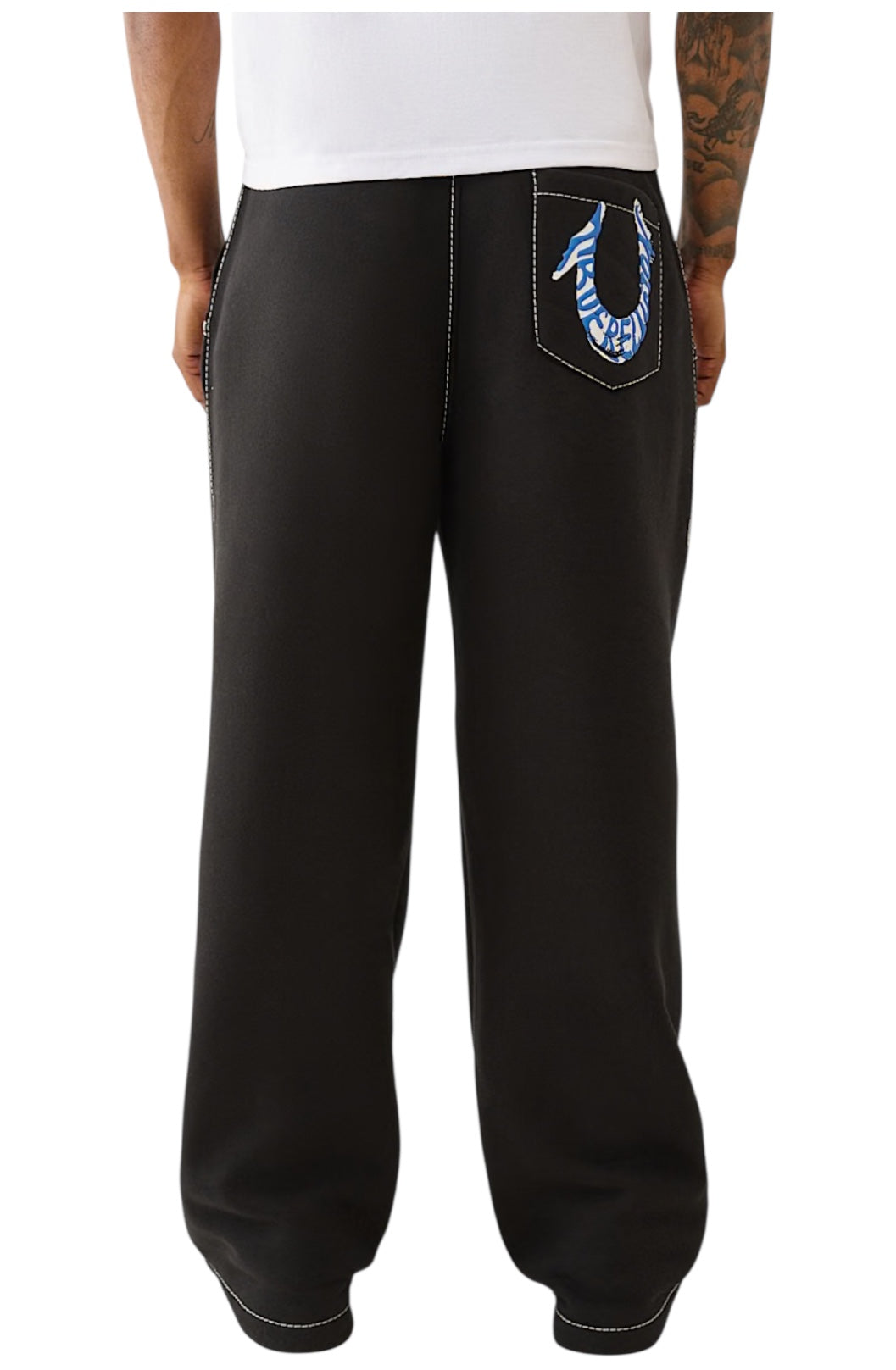 True Religion Horseshoe Paint Baggy Big T Sweatpants black
