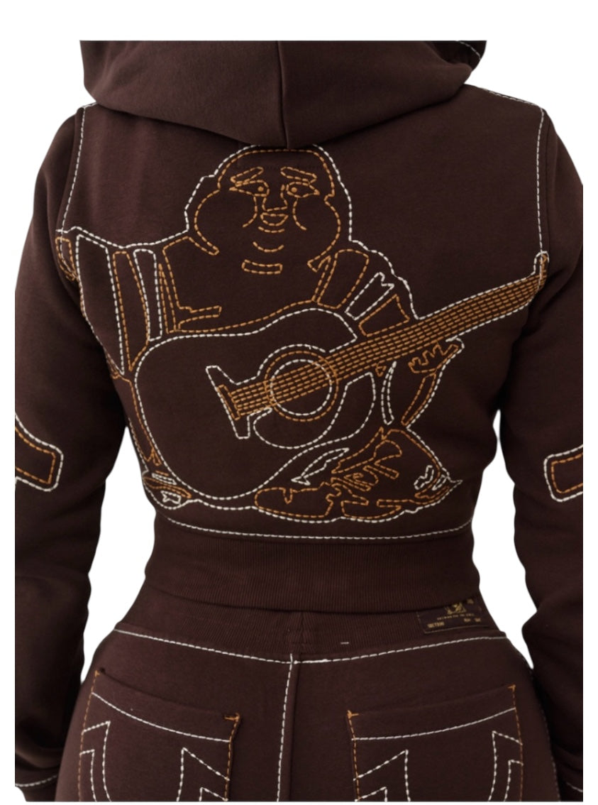 True Religion Shrunken Big T Zip Hoodie