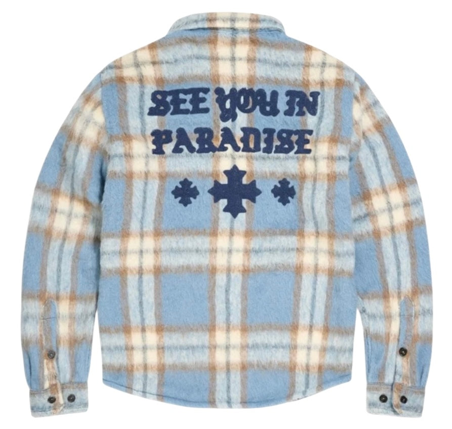 JORDAN CRAIG SEE YOU IN PARADISE EMBROIDERED SHACKET (CAROLINA BLUE) 2570