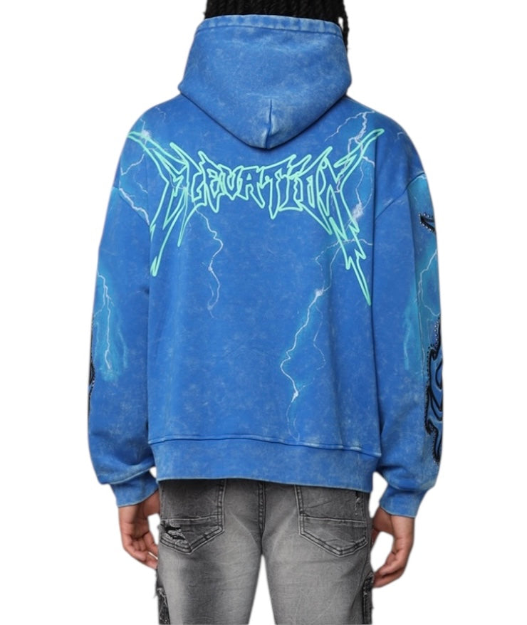 Smoke rise paradise fleece 2fer hoodie Blue