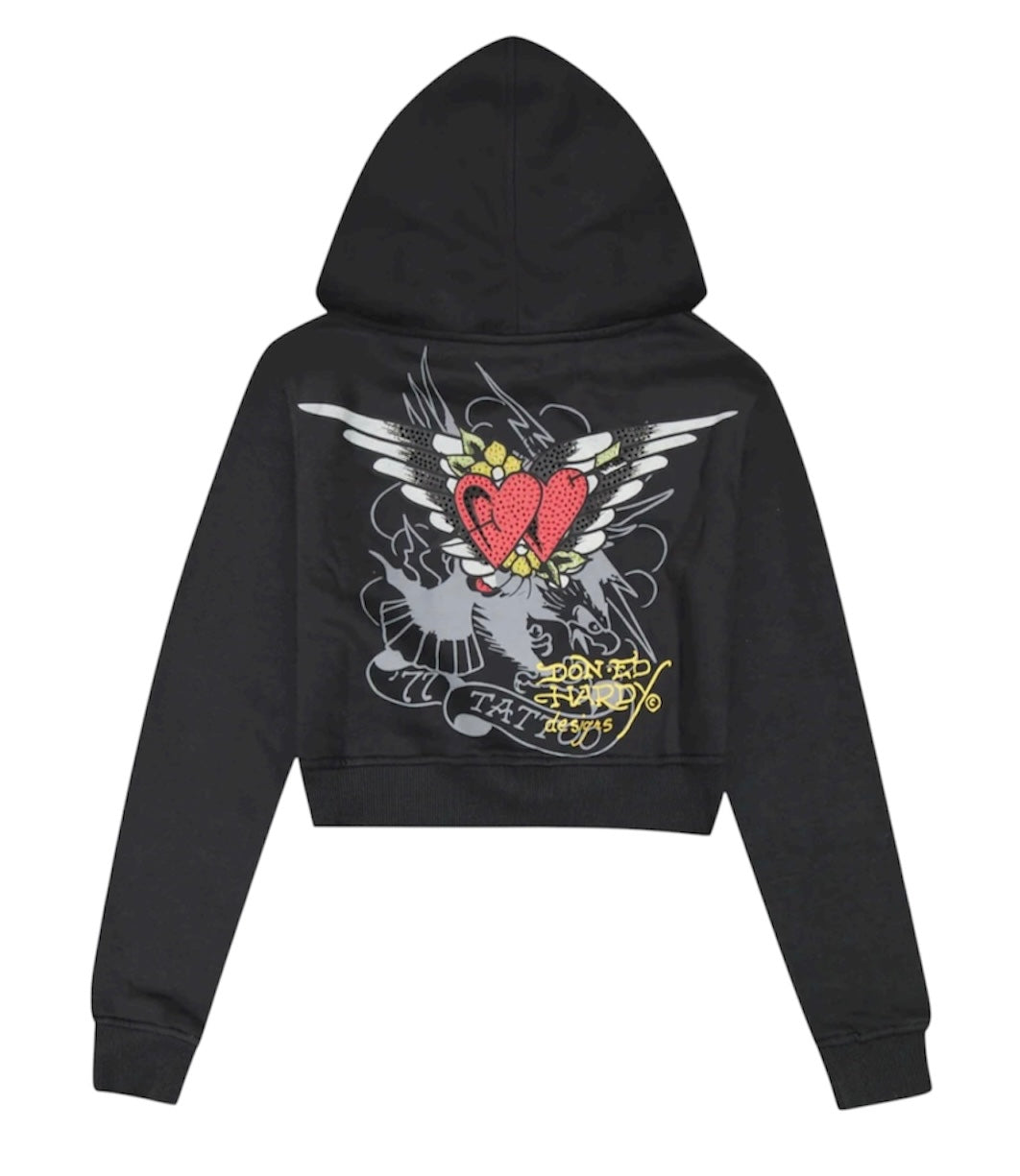 Ed hardy heart rhinestone zip up hoodie 80074rs