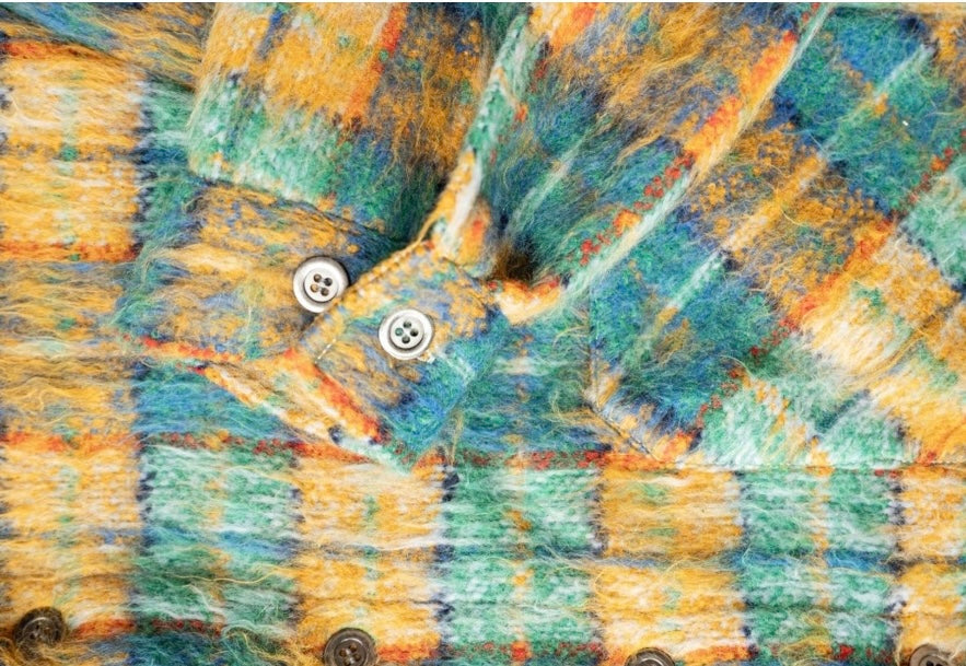 Eptm side slit flannel teal ep11691