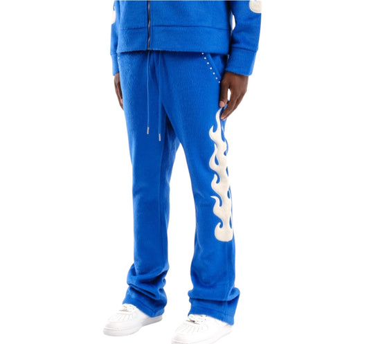 Copper Rivet Mohair Joggers Royal blue