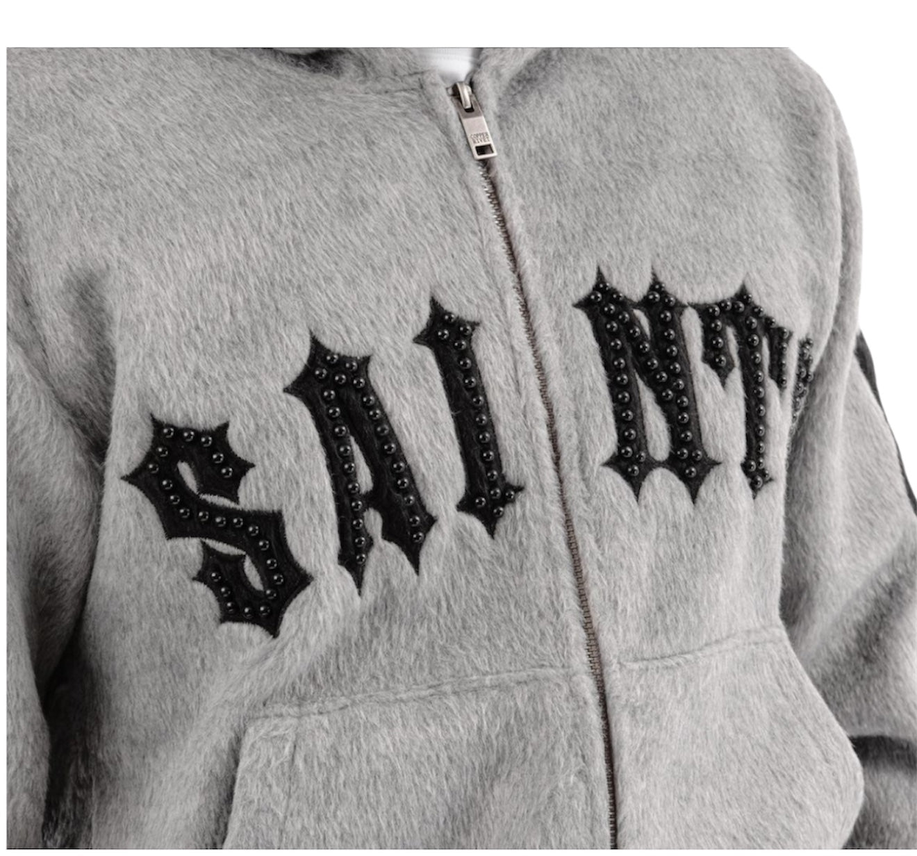 Copper Rivet Mohair Full Zip Hoodie gray