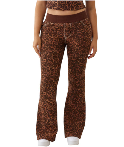 True Religion Leopard Mid Rise Big T Flare Sweat Pant