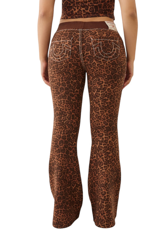 True Religion Leopard Mid Rise Big T Flare Sweat Pant