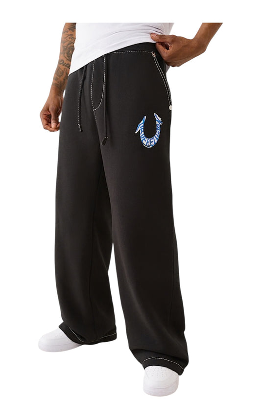 True Religion Horseshoe Paint Baggy Big T Sweatpants black