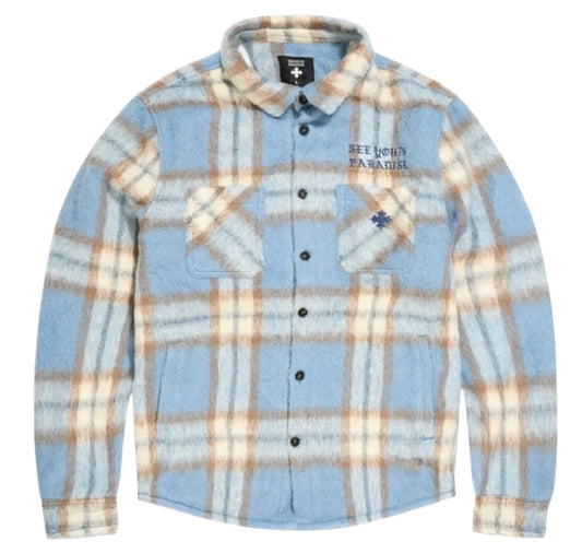 JORDAN CRAIG SEE YOU IN PARADISE EMBROIDERED SHACKET (CAROLINA BLUE) 2570