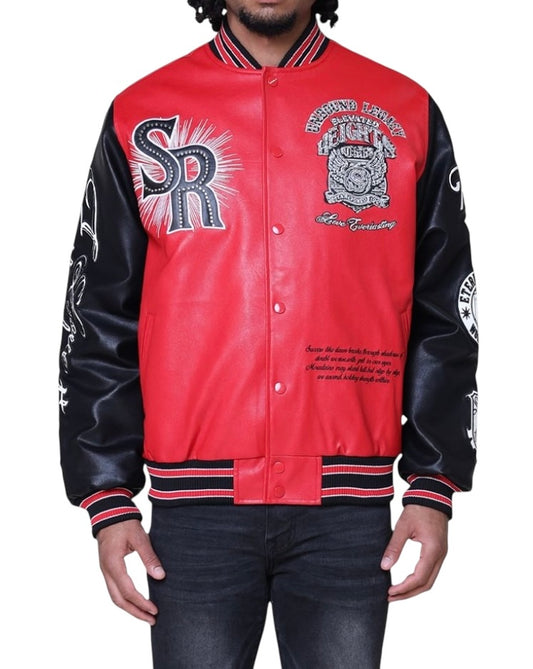 Smoke rise legacy pu varsity jacket