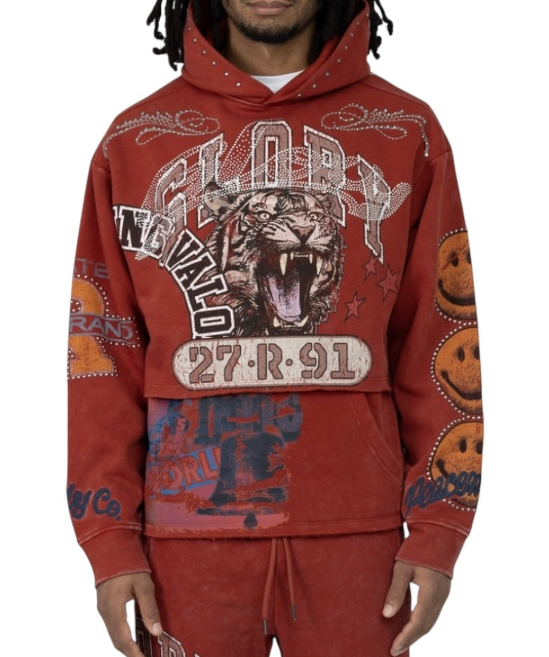 Smoke rise glory 2-fer hoodie - cinnabar
