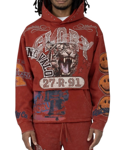 Smoke rise glory 2-fer hoodie - cinnabar
