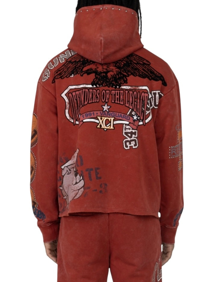 Smoke rise glory 2-fer hoodie - cinnabar