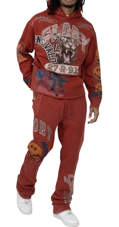 Smoke rise glory 2-fer hoodie - cinnabar