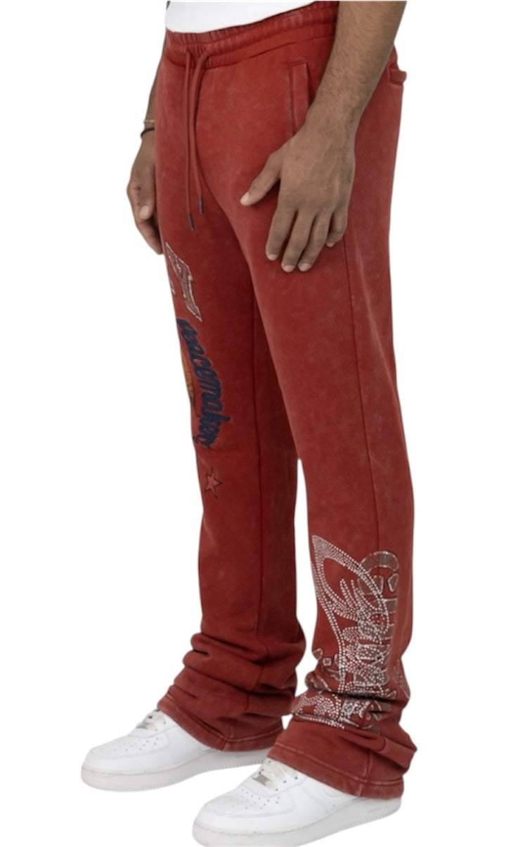 Smoke rise fleece pant -cinnabar