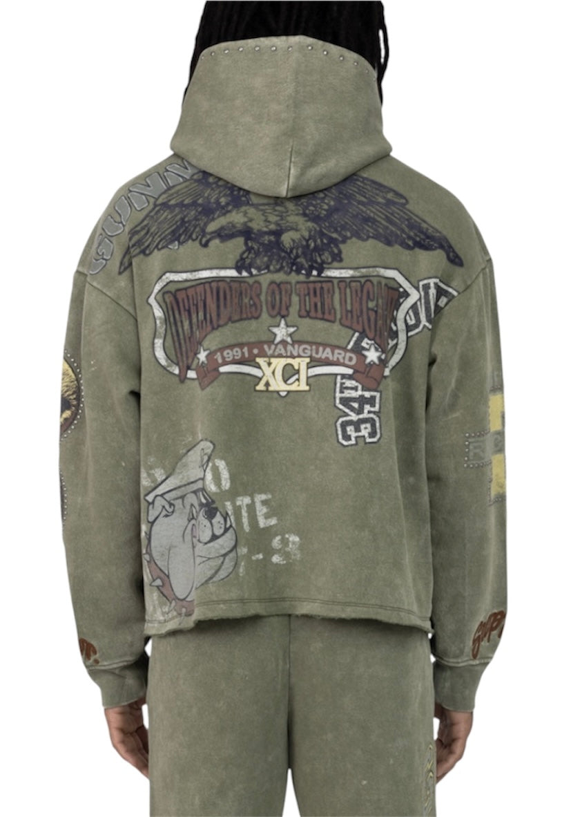 Smoke rise glory 2-fer hoodie -vin army