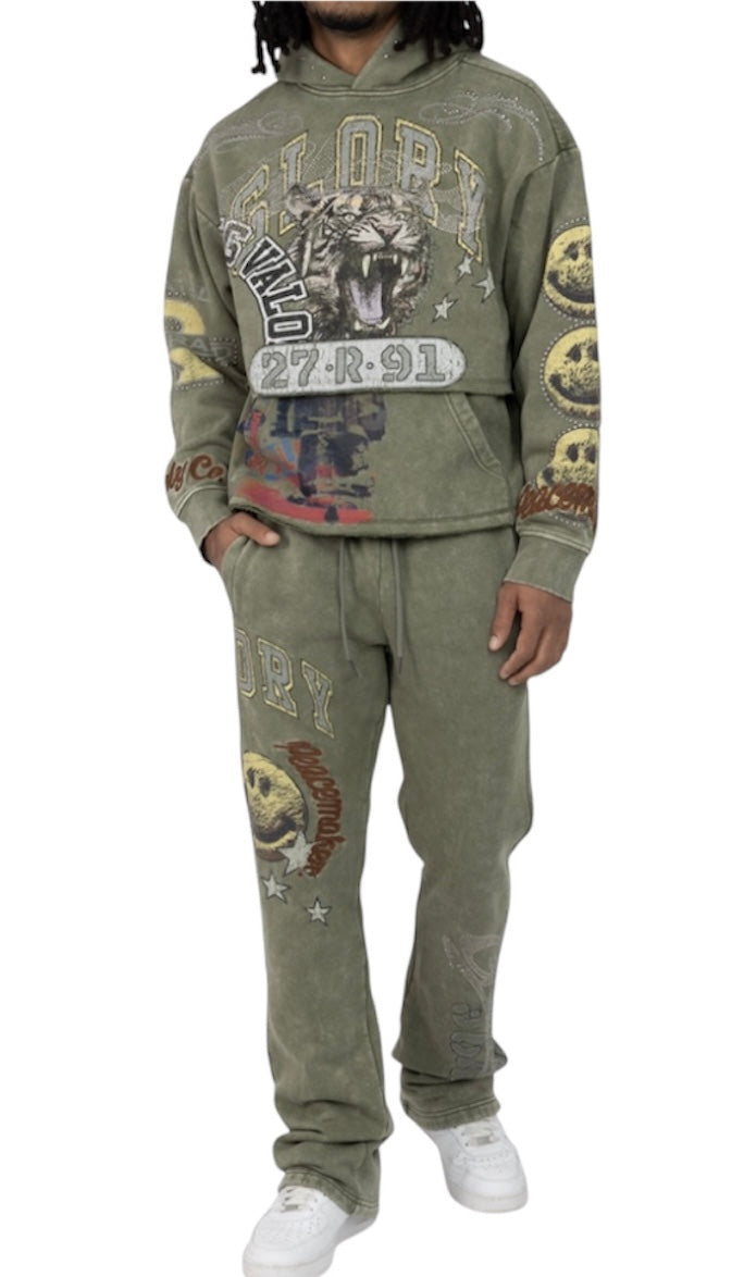 Smoke rise glory 2-fer hoodie -vin army