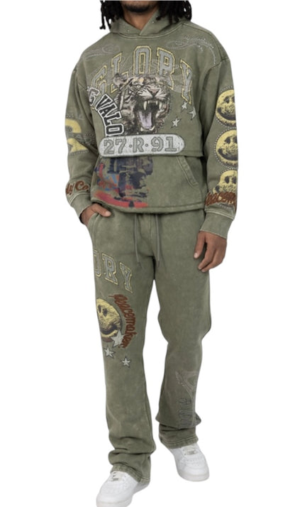 Smoke rise glory 2-fer hoodie -vin army