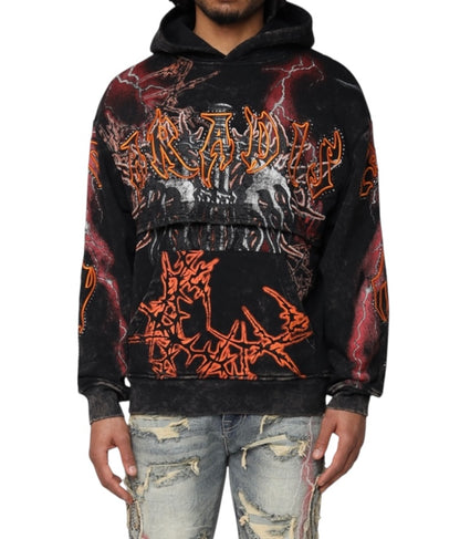 Smoke rise paradise fleece 2fer hoodie Black