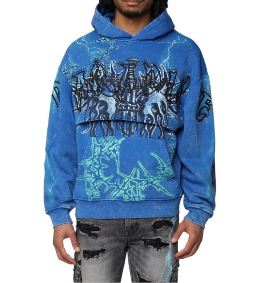 Smoke rise paradise fleece 2fer hoodie Blue