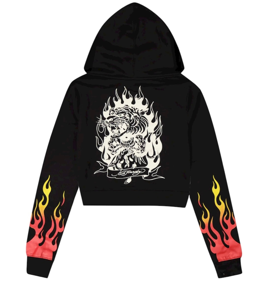 Ed hardy tiger flame zip front hoodie ehw18072