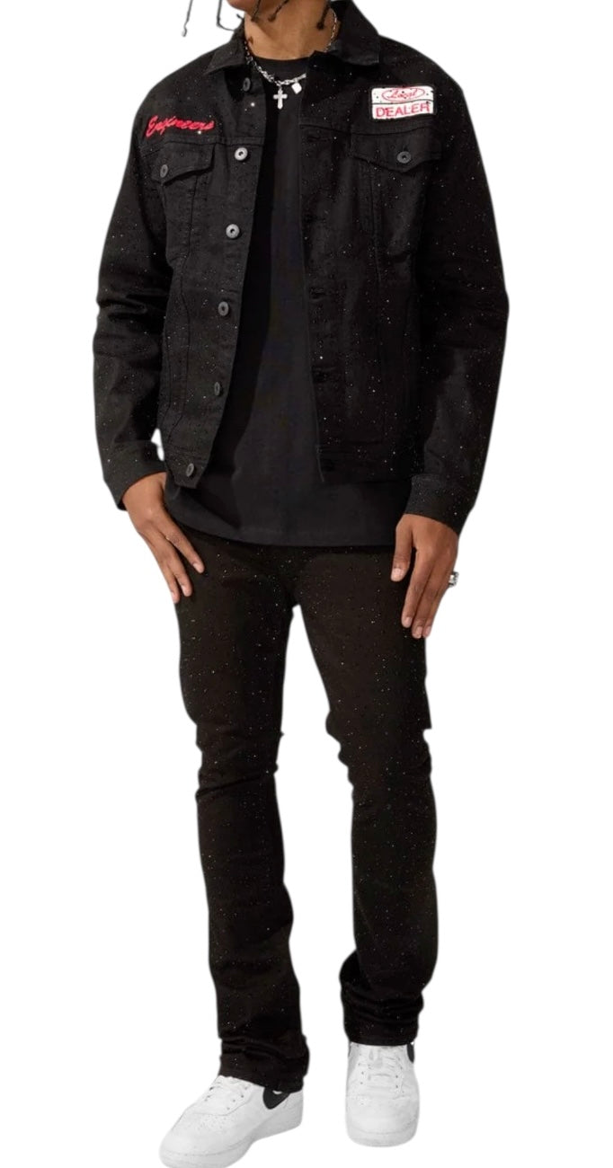 Jordan Craig local dealer rhinestone trucker jacket Jet black jj23398a