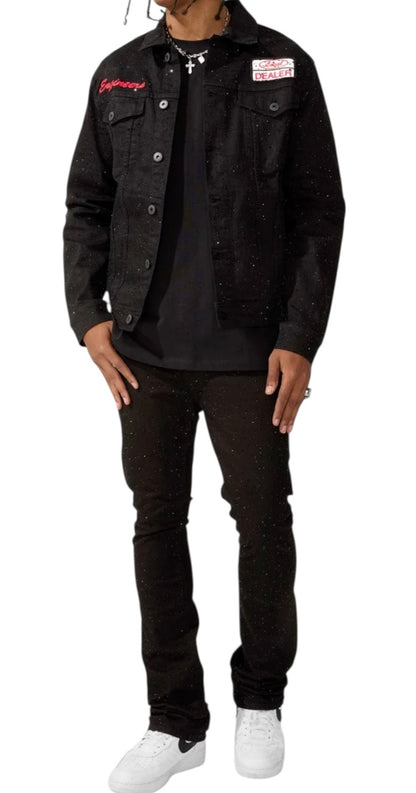 Jordan Craig local dealer rhinestone trucker jacket Jet black jj23398a