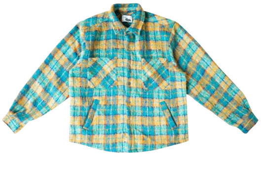 Eptm side slit flannel teal ep11691