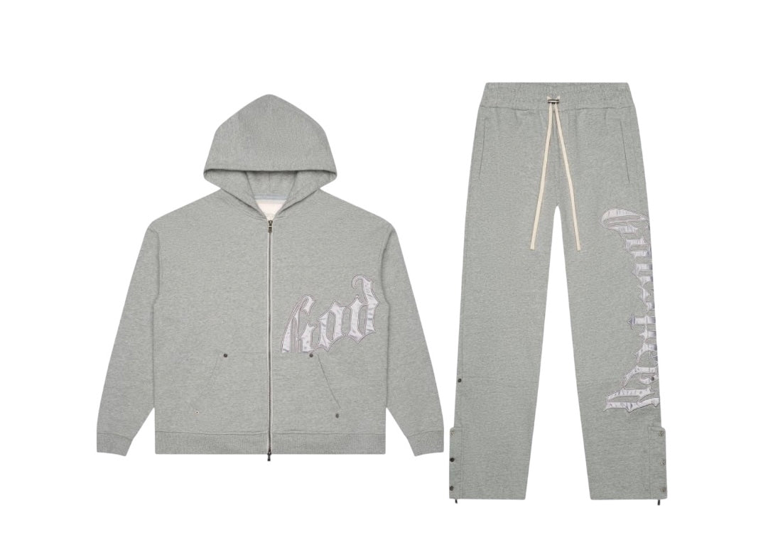 Godspeed og logo sweatsuit v2 grey/silver satin