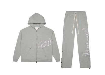 Godspeed og logo sweatsuit v2 grey/silver satin