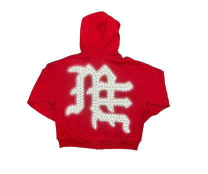 Mixed emotion Red ‘End’ Rhinestone hoodie