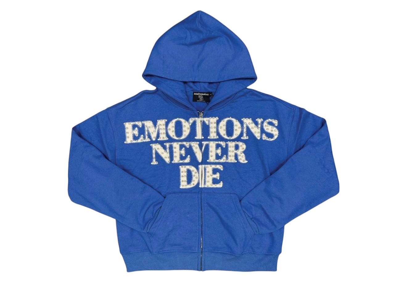 Mixed emotion Blue End’ Rhinestone hoodie