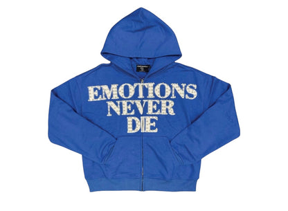 Mixed emotion Blue End’ Rhinestone hoodie