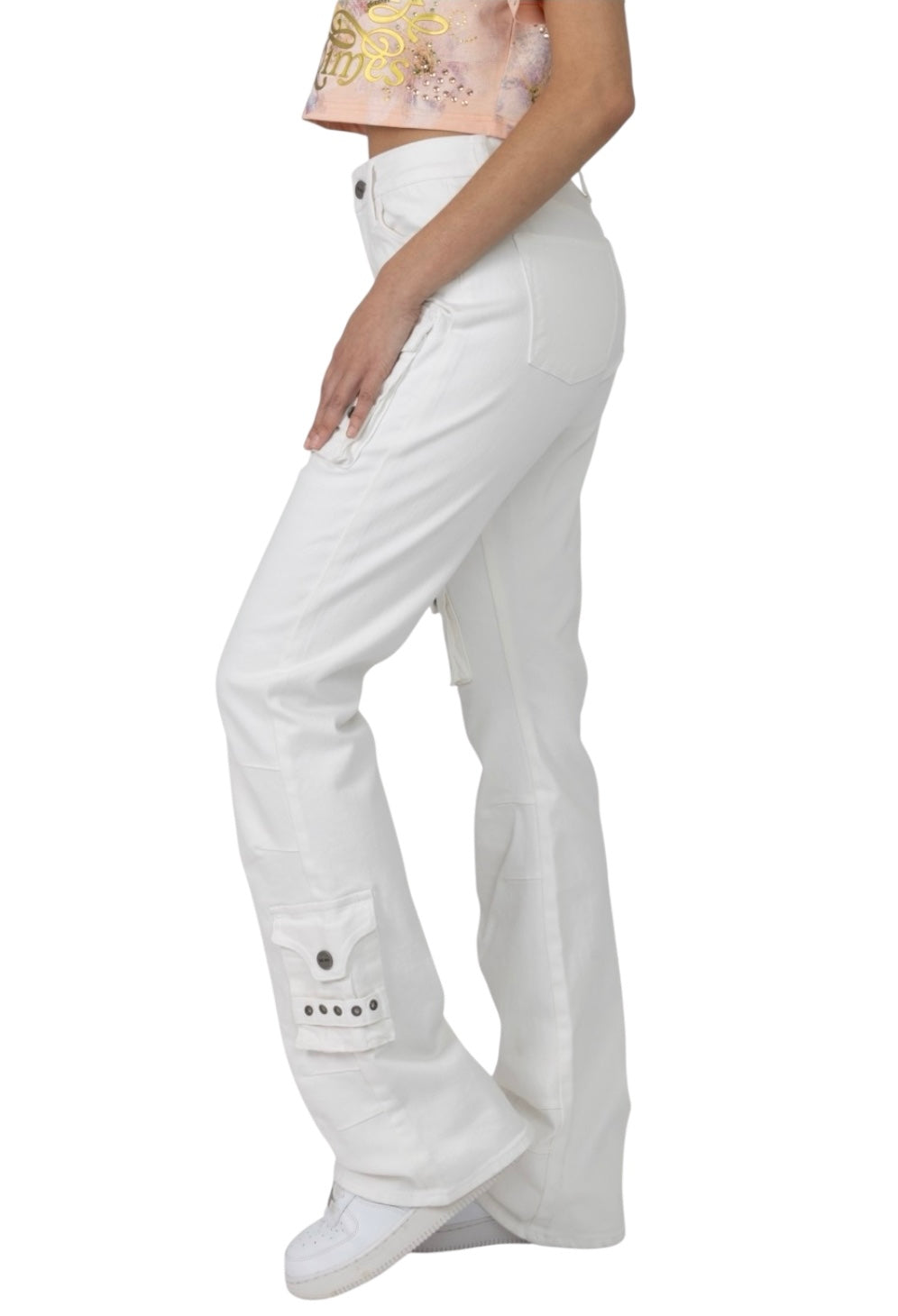 Smoke rise high rise cargo stacked jeans