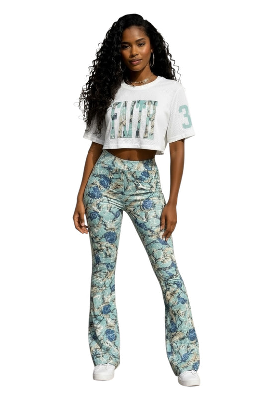 Red fox twill hunter stacked jeans with rhinestones Lt blue