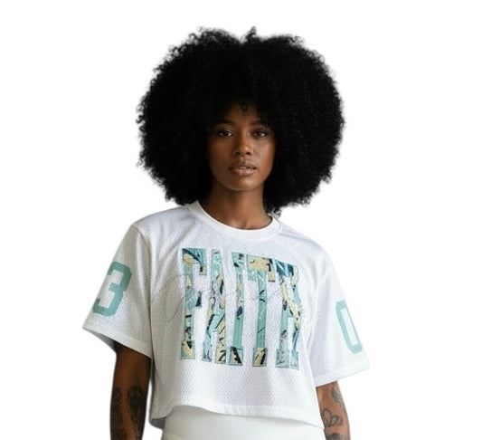 Red fox faith  cropped jersey white