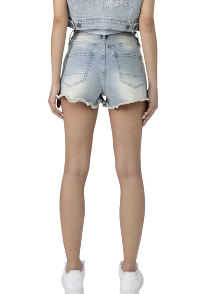 Smoke rise rhinestone slouch shorts